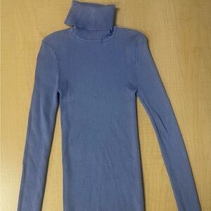 Ribbed Blue Turtleneck Sweater women’s  Forever 21 violet purple stretch Small